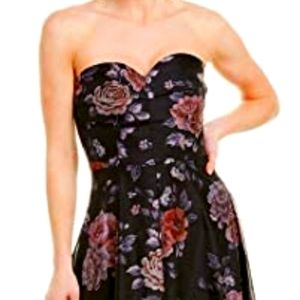 Keepsake Black Garden Atomic Strapless Midi Dress NWT